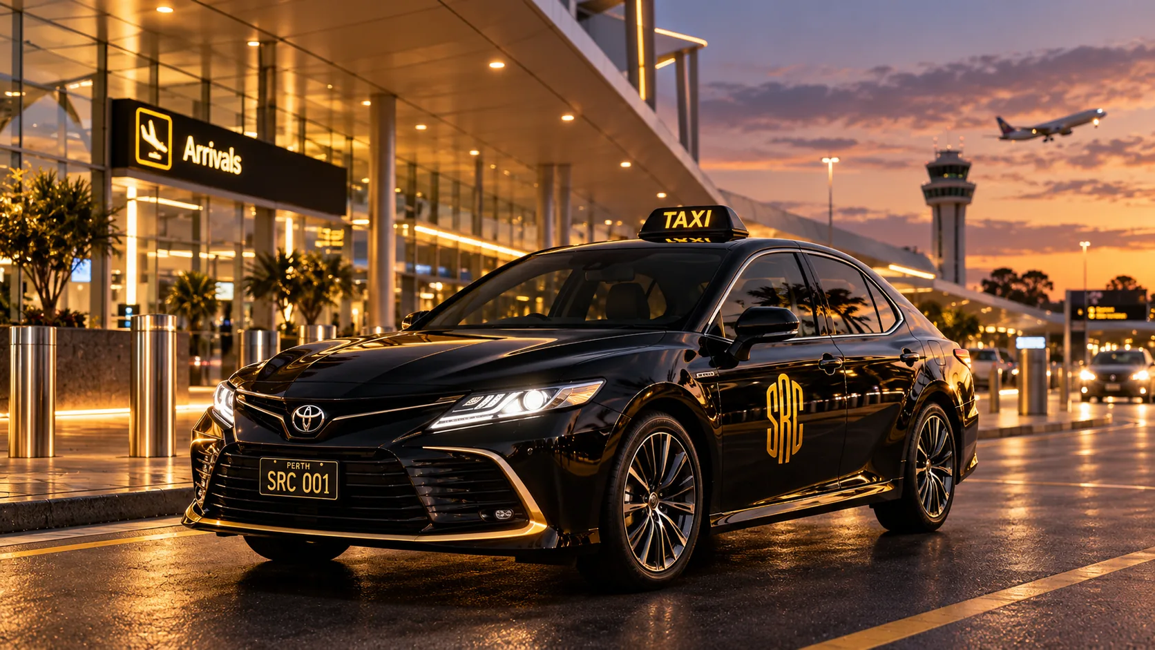Luxury taxi at airport arrivals